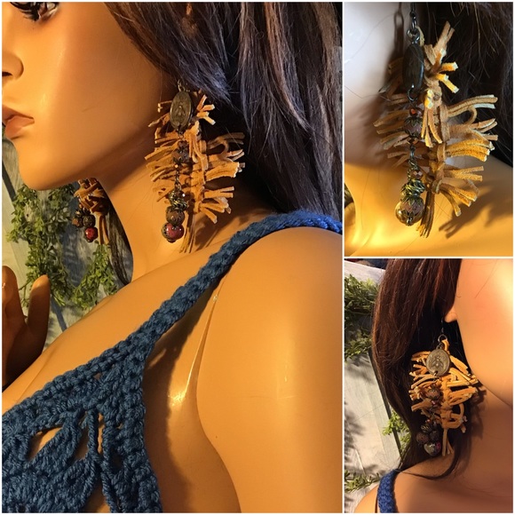 Wandering Hippie Jewelry - The Annabelle Antique Suede Lava Earrings